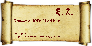 Rammer Kálmán névjegykártya